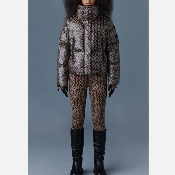 Mackage Mylah Monogram Brown 800+ Puffer Down Jacket - Picture 2 of 16